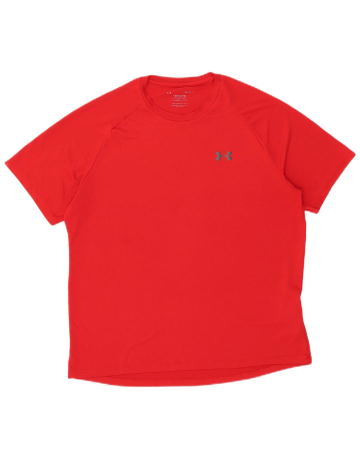 Camiseta masculina Under Armour Top grande de poliéster vermelho esportivo