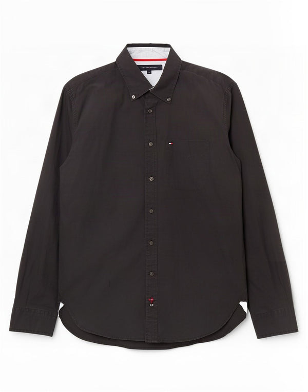 Camisa masculina Tommy Hilfiger média preta algodão