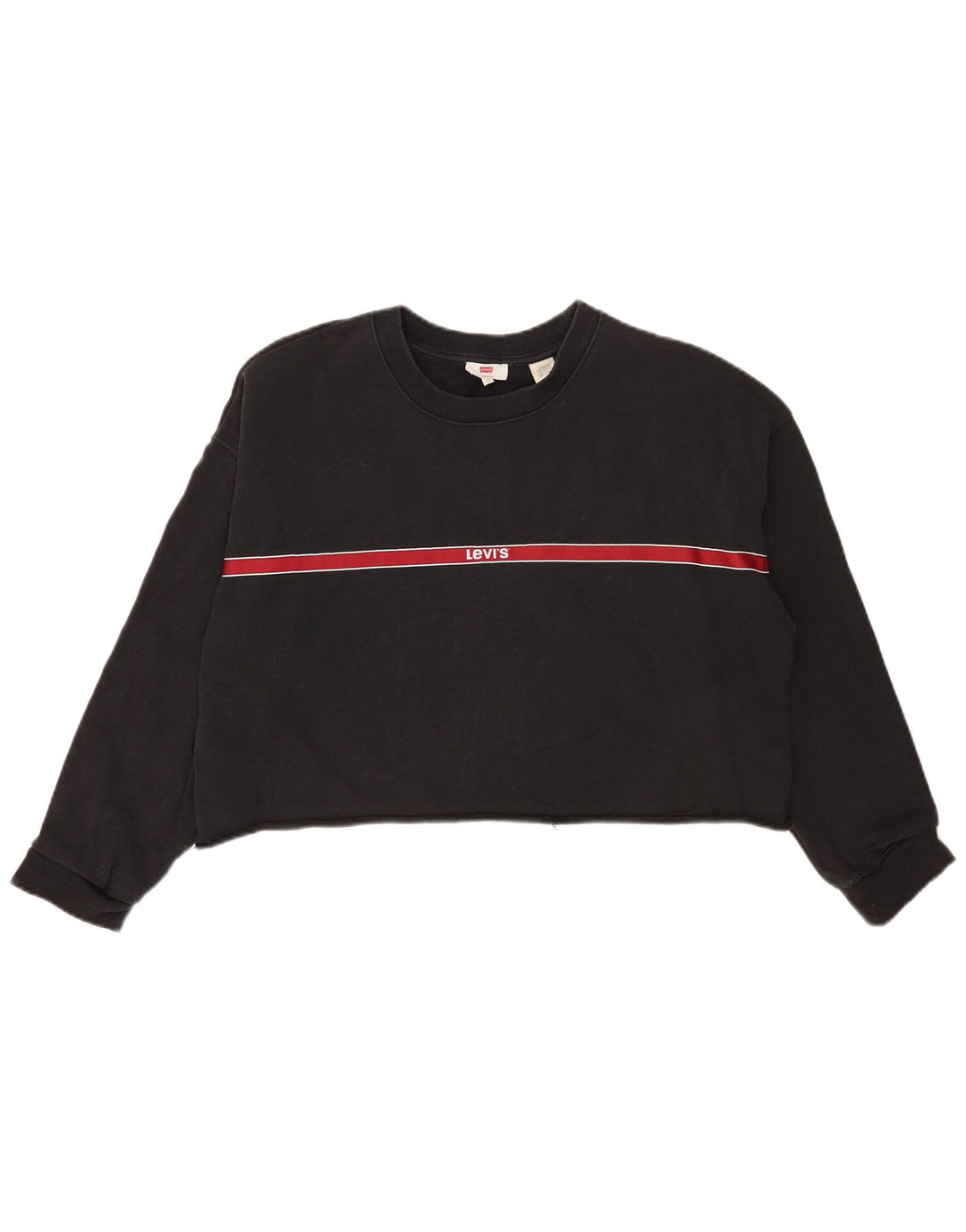 Levi's Womens Crop Oversized Moletom Jumper Reino Unido 16 Grande Listrado Cinza