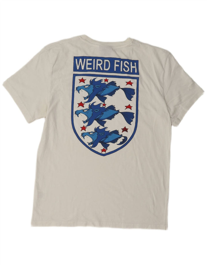 Camiseta gráfica masculina Weird Fish Top grande de algodão branco
