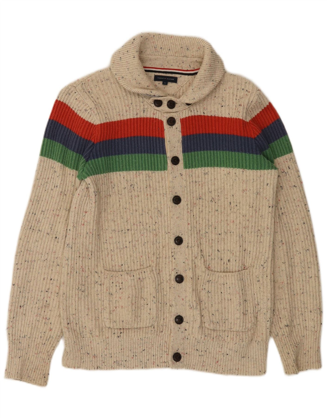 Suéter cardigã masculino TOMMY HILFIGER 15-16 anos bege algodão colorblock