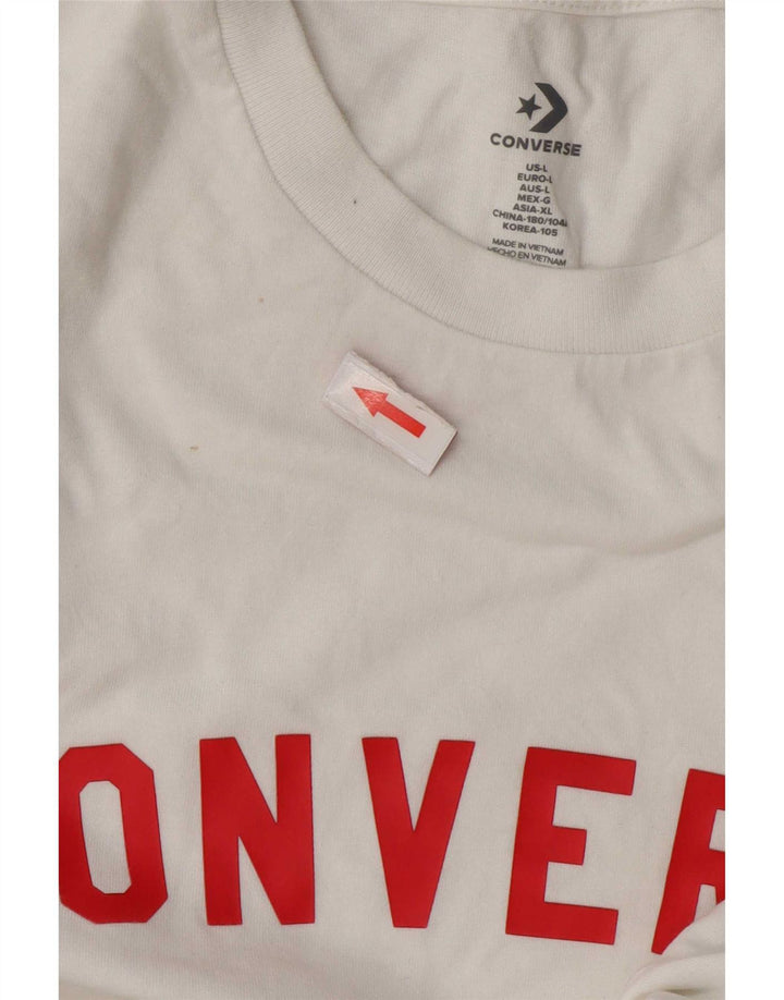 Converse Mens Graphic T-Shirt Top Grande Algodão Branco