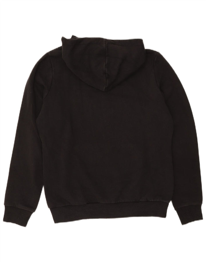 PUMA feminino gráfico moletom com capuz UK 14 médio algodão preto