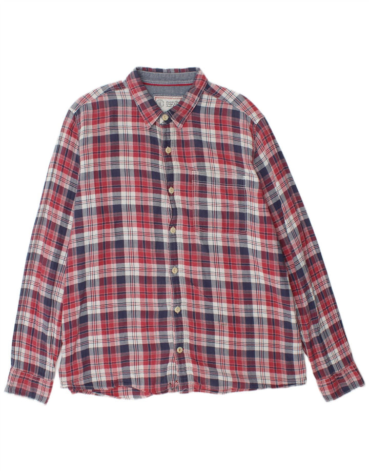 Camisa masculina de flanela FAT FACE XL de algodão xadrez vermelho