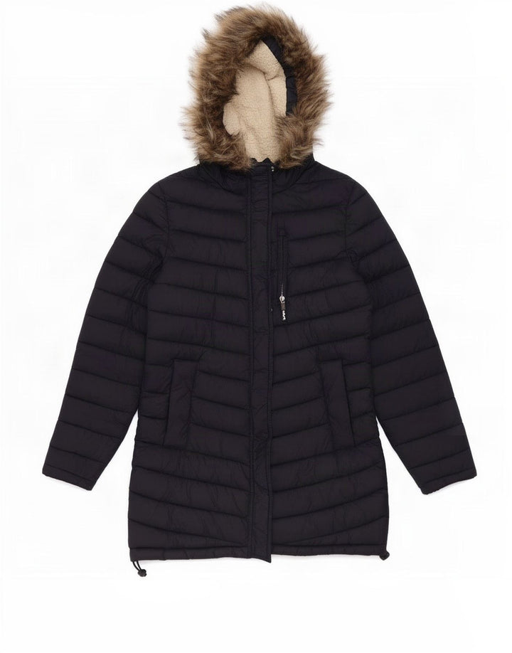 Jaqueta acolchoada com capuz feminina Superdry UK 14 médio azul marinho nylon