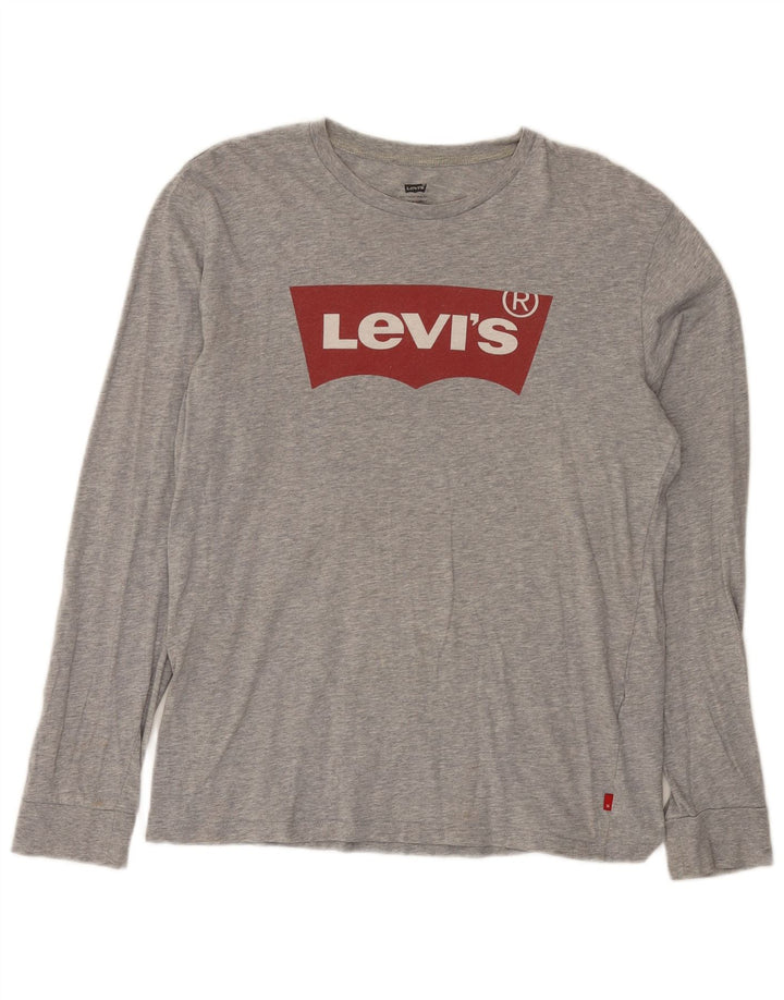 Top gráfico masculino Levi's manga comprida algodão cinza médio