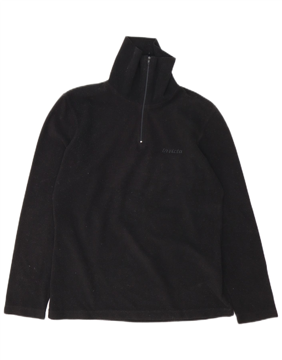Suéter de lã feminino Invicta com zíper e gola UK 14 grande poliéster preto