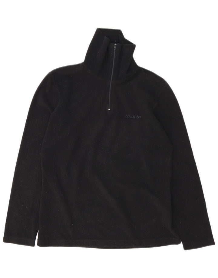 Suéter de lã feminino Invicta com zíper e gola UK 14 grande poliéster preto