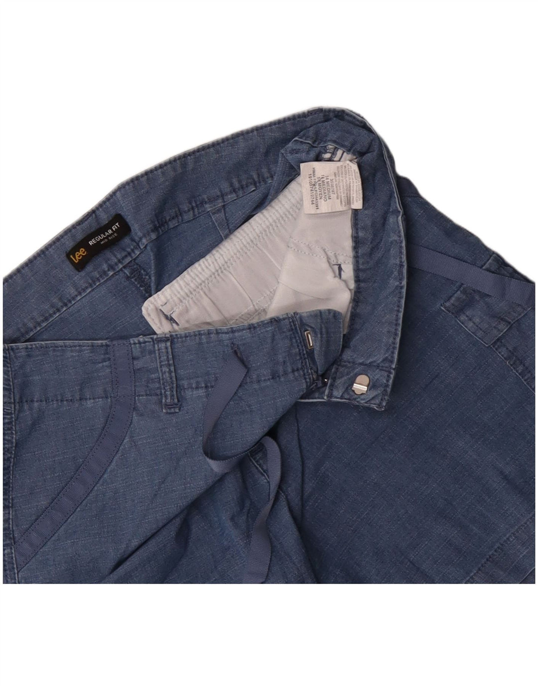 Shorts cargo feminino LEE regular fit cintura média US 14 XL W36 algodão azul