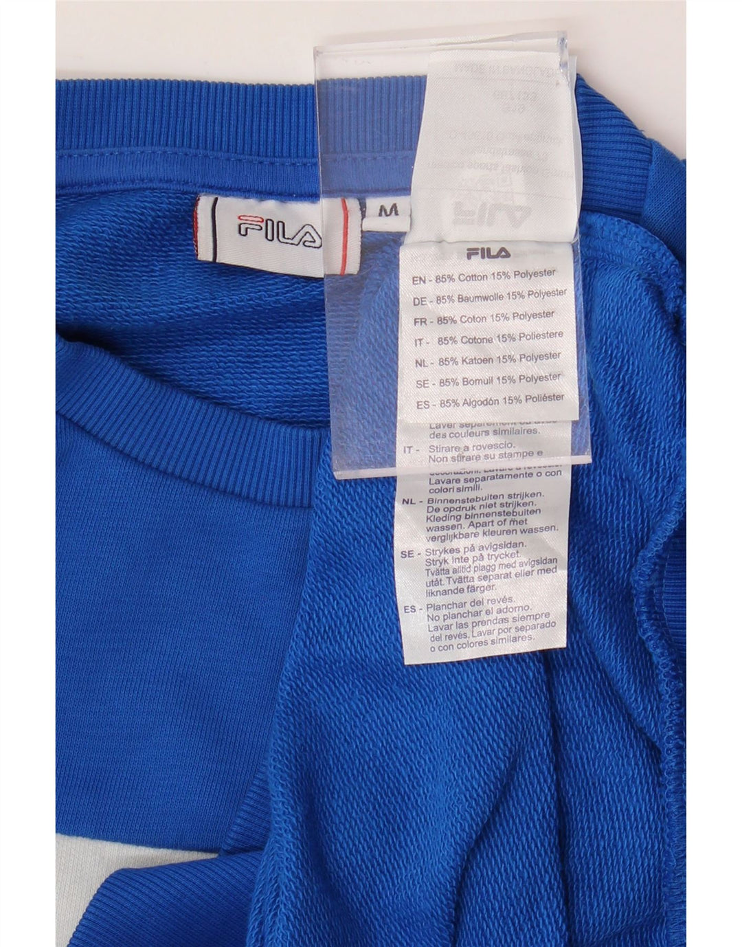 FILA moletom gráfico masculino jumper médio azul colorblock algodão