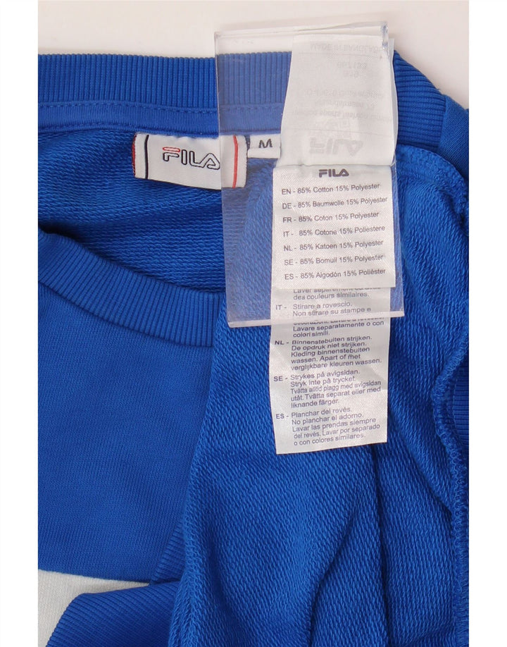 FILA moletom gráfico masculino jumper médio azul colorblock algodão