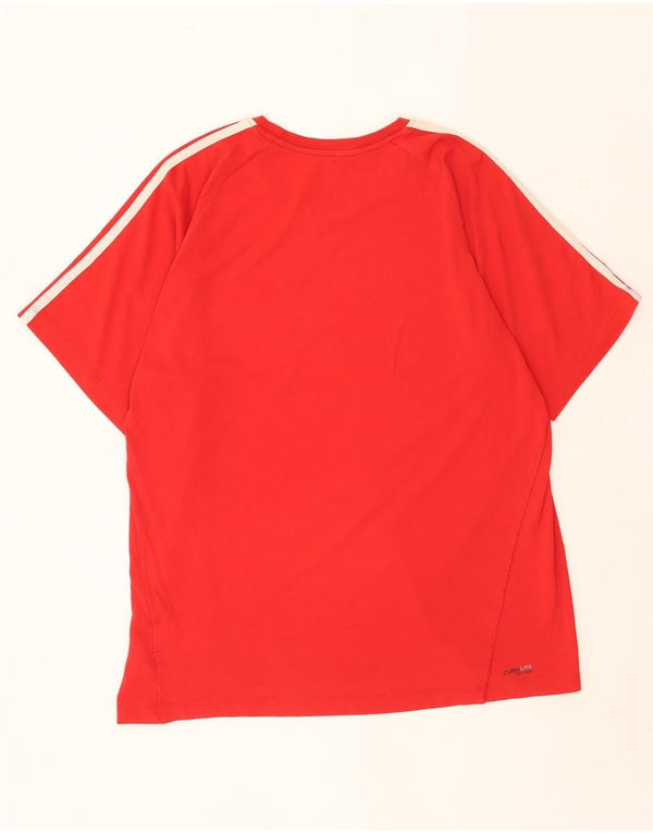 Adidas Mens Climalite Camiseta Top Grande Algodão Vermelho