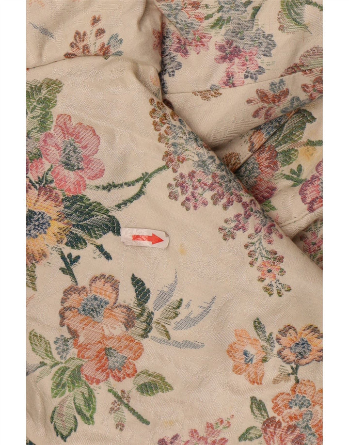 Jaqueta blazer feminina Eger manga 3/4 1 botão IT 42 médio bege floral
