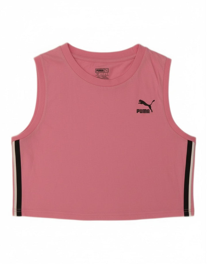 PUMA Womens Crop Vest Top UK 12 Médio Rosa