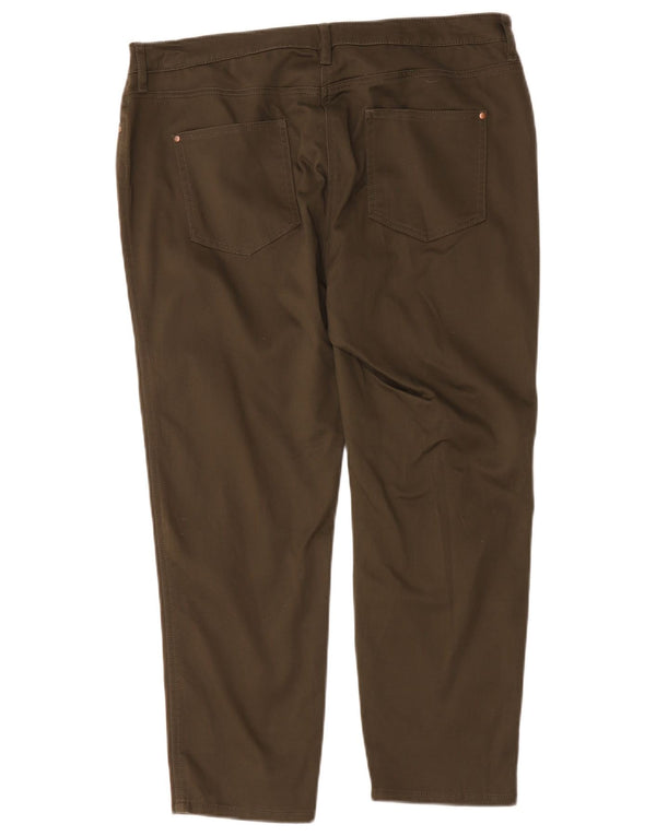 Calças cortadas femininas M&Co UK 18 XL W36 L25 algodão cáqui