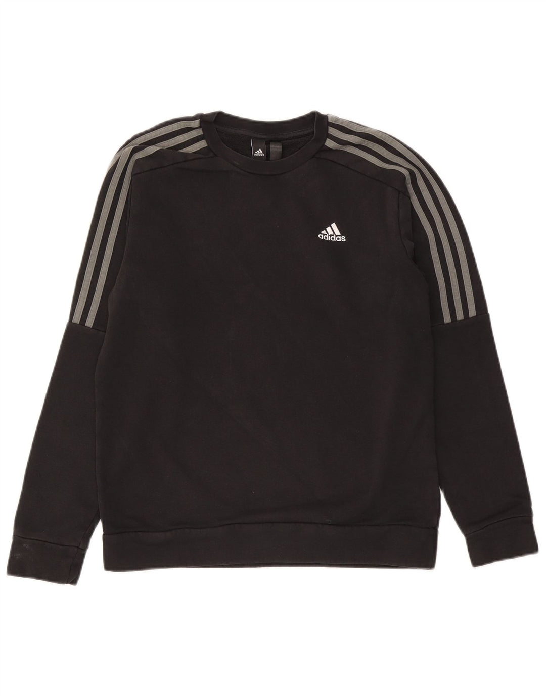 Adidas Mens Moletom Jumper Pequeno Algodão Preto