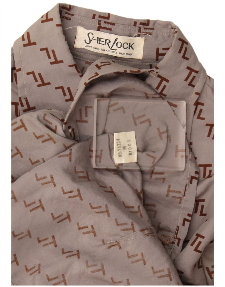 Camisa gráfica feminina vintage UK 12 cinza médio