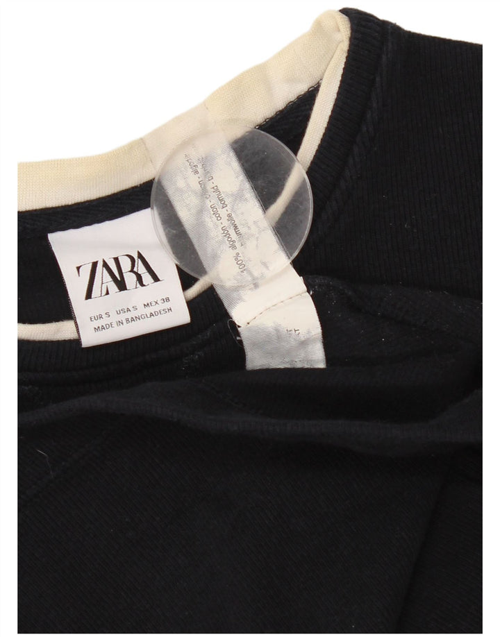 Zara Top masculino manga comprida pequeno algodão azul marinho