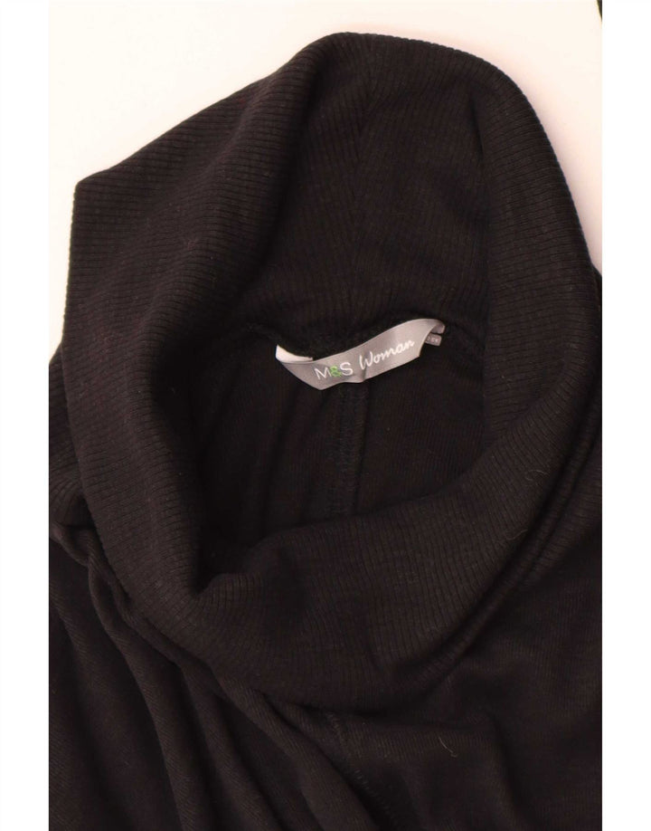 Suéter feminino Marks & Spencer Longline com gola redonda Reino Unido 10 pequeno preto