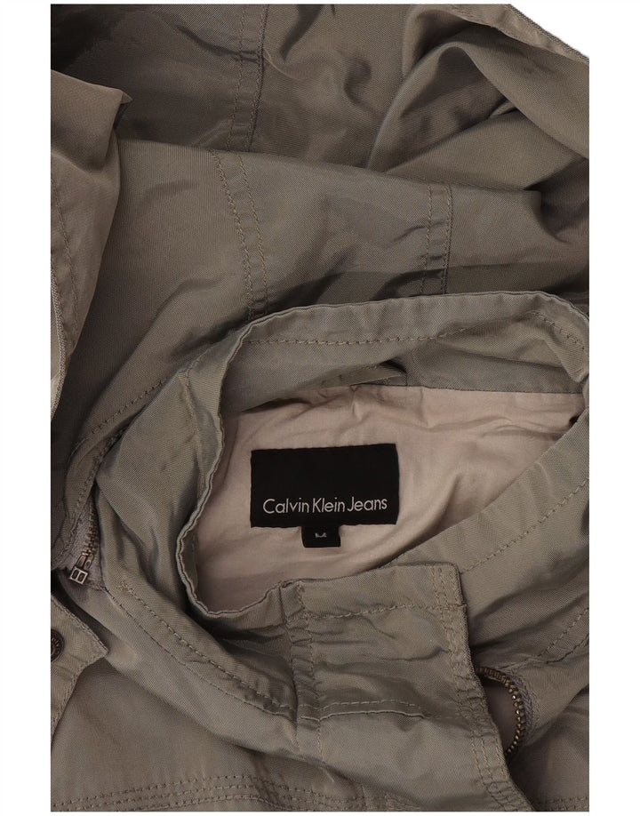 Jaqueta utilitária feminina com capuz Calvin Klein Jeans UK 14 cinza médio