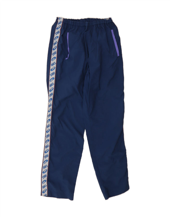 ASICS Mens Graphic Tracksuit Trousers Large Navy Blue Vintage Asics and Second-Hand Asics from Messina Hembry 