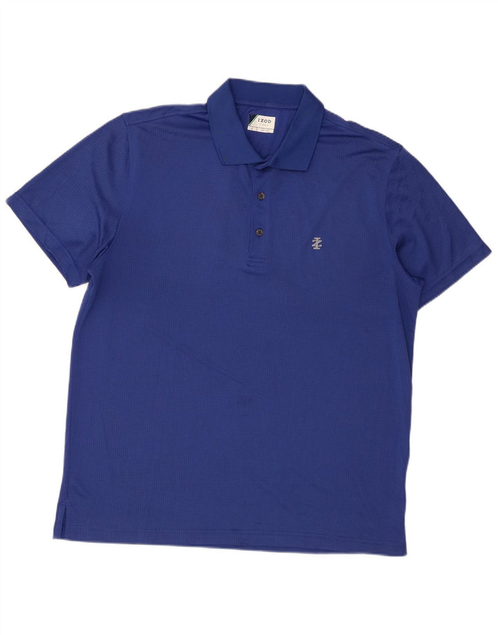 Camisa polo masculina Izod grande poliéster azul