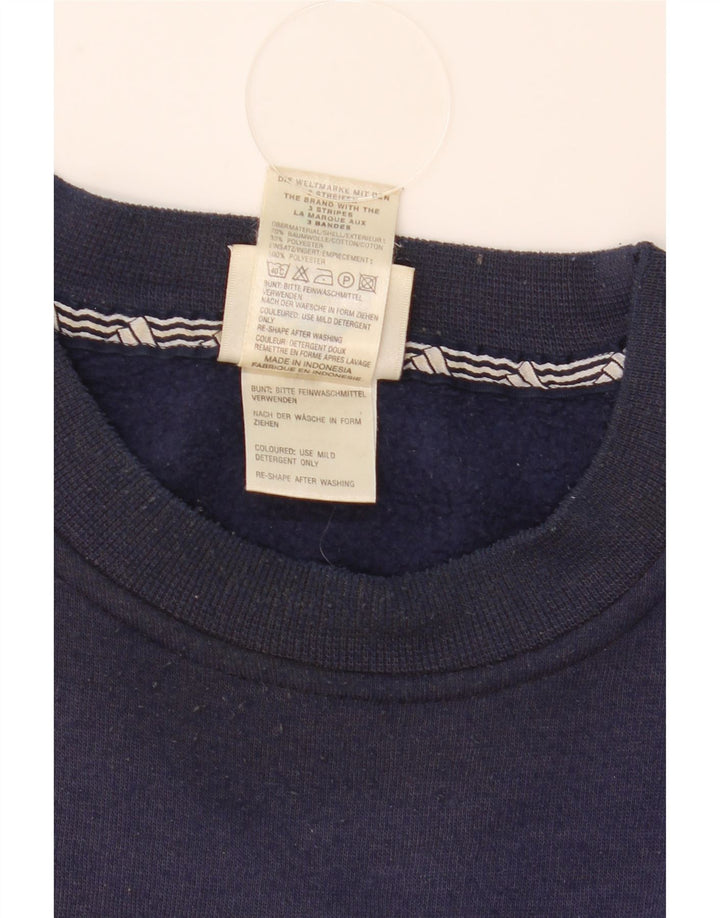 Adidas Mens Moletom Jumper Grande Algodão Azul Marinho