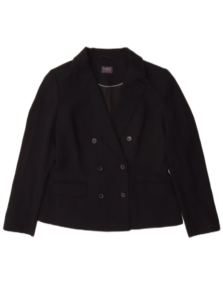 Jaqueta blazer feminina Marks & Spencer com peito duplo Reino Unido 10 pequena preta
