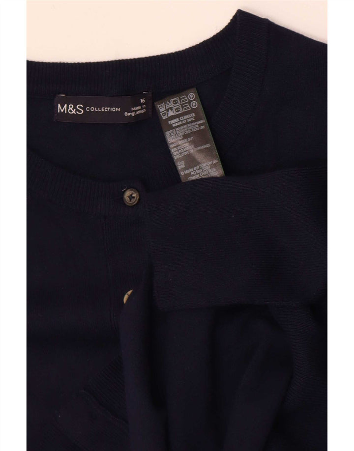 Suéter cardigã feminino Marks & Spencer Reino Unido 16 grande viscose azul marinho