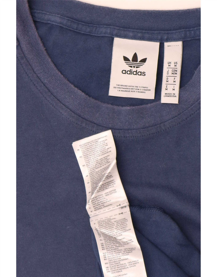 Adidas Mens Camiseta Top Médio Algodão Azul