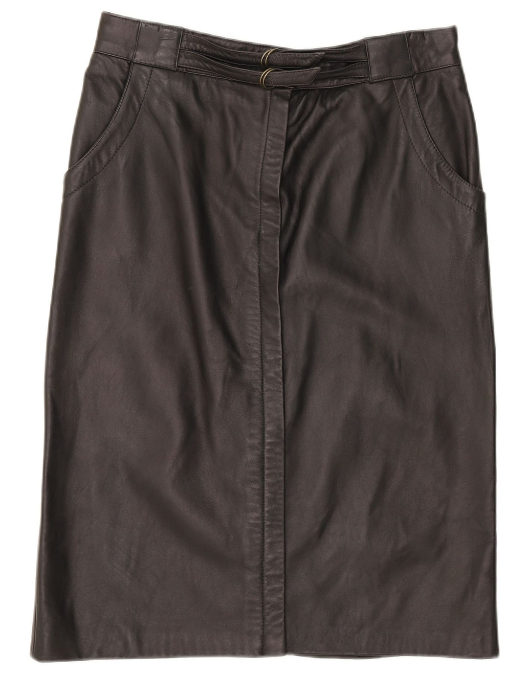 Saia de couro feminina vintage W33 grande preta