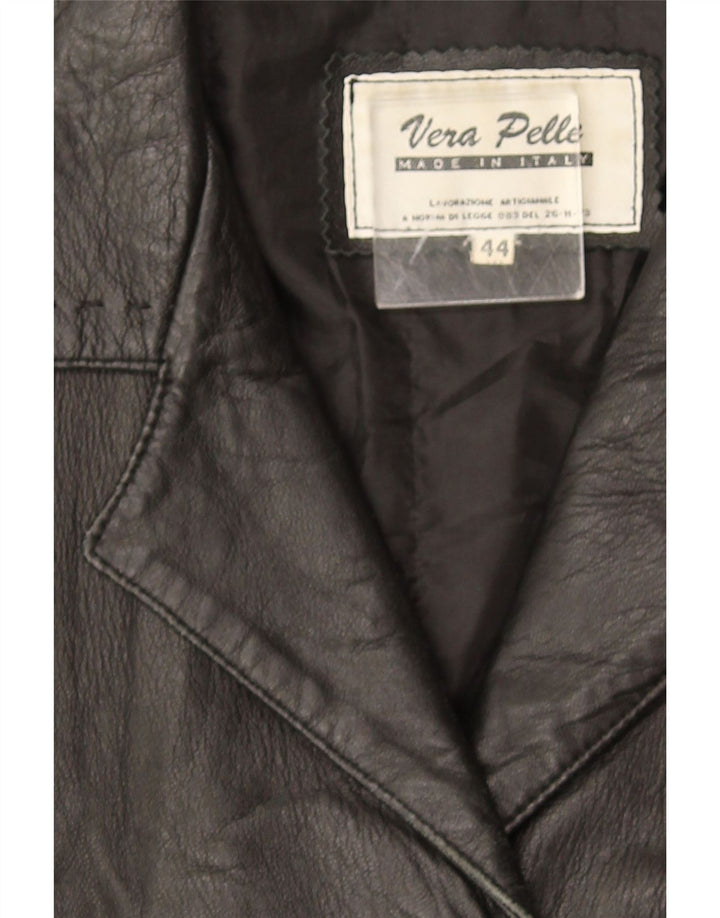 Jaqueta de couro feminina vintage IT 44 couro preto médio