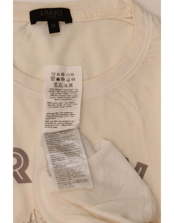 Liu Jo Camiseta masculina gráfica Top médio algodão branco