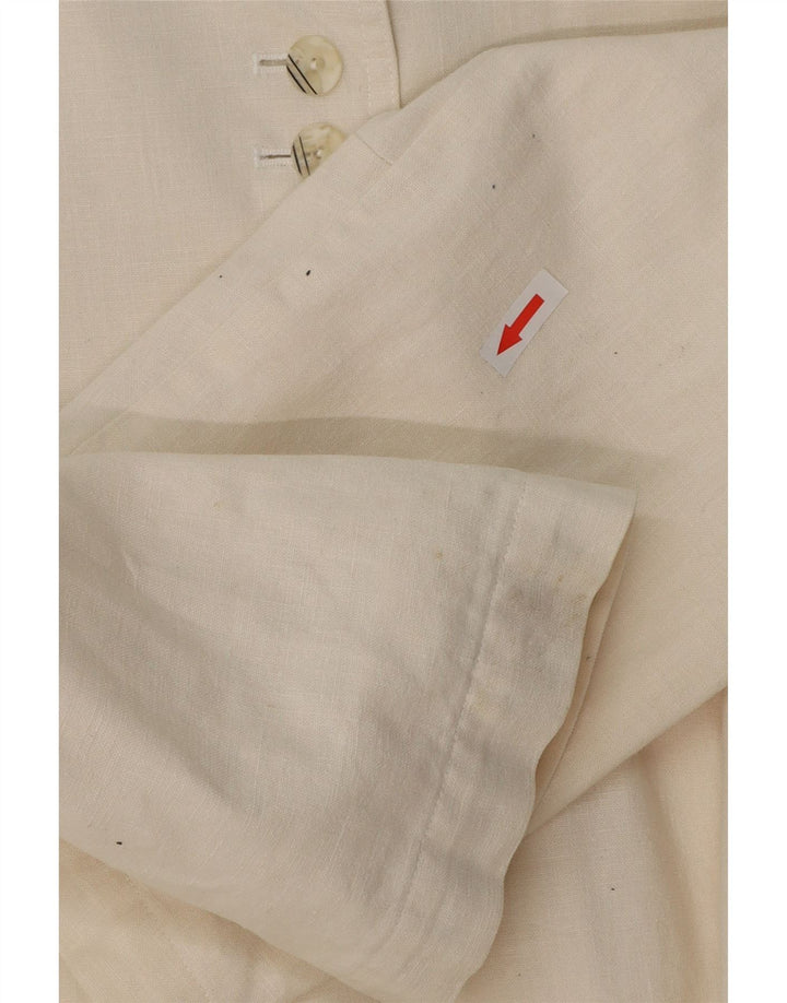 Jaqueta Blazer Longline Feminina VINTAGE Reino Unido 14 Médio Branco