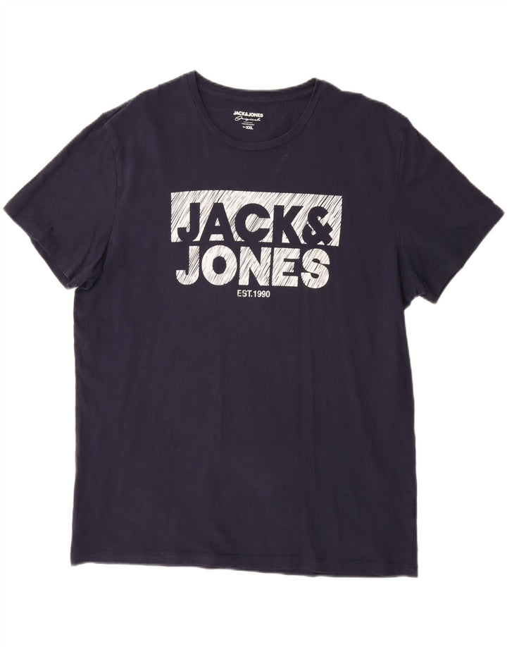 Camiseta gráfica masculina JACK & JONES 2XL algodão azul marinho