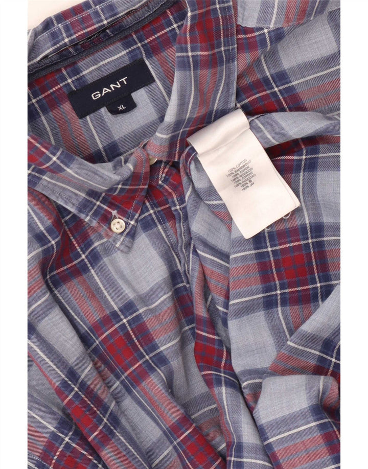 Camisa masculina Gant XL azul marinho xadrez algodão