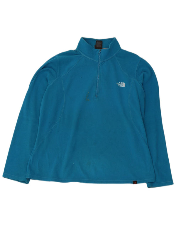 Suéter de lã feminino The North Face com zíper e gola UK 16 grande azul poliéster