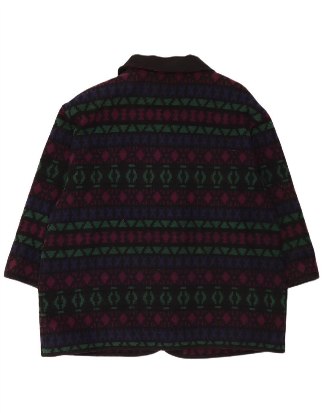 Sobretudo feminino vintage UK 26 5XL lã geométrica multicolorida