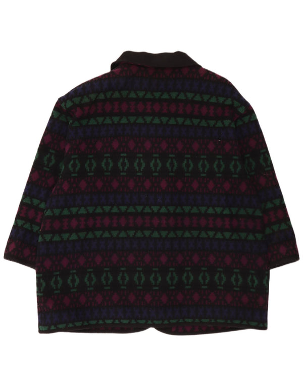 Sobretudo feminino vintage UK 26 5XL lã geométrica multicolorida