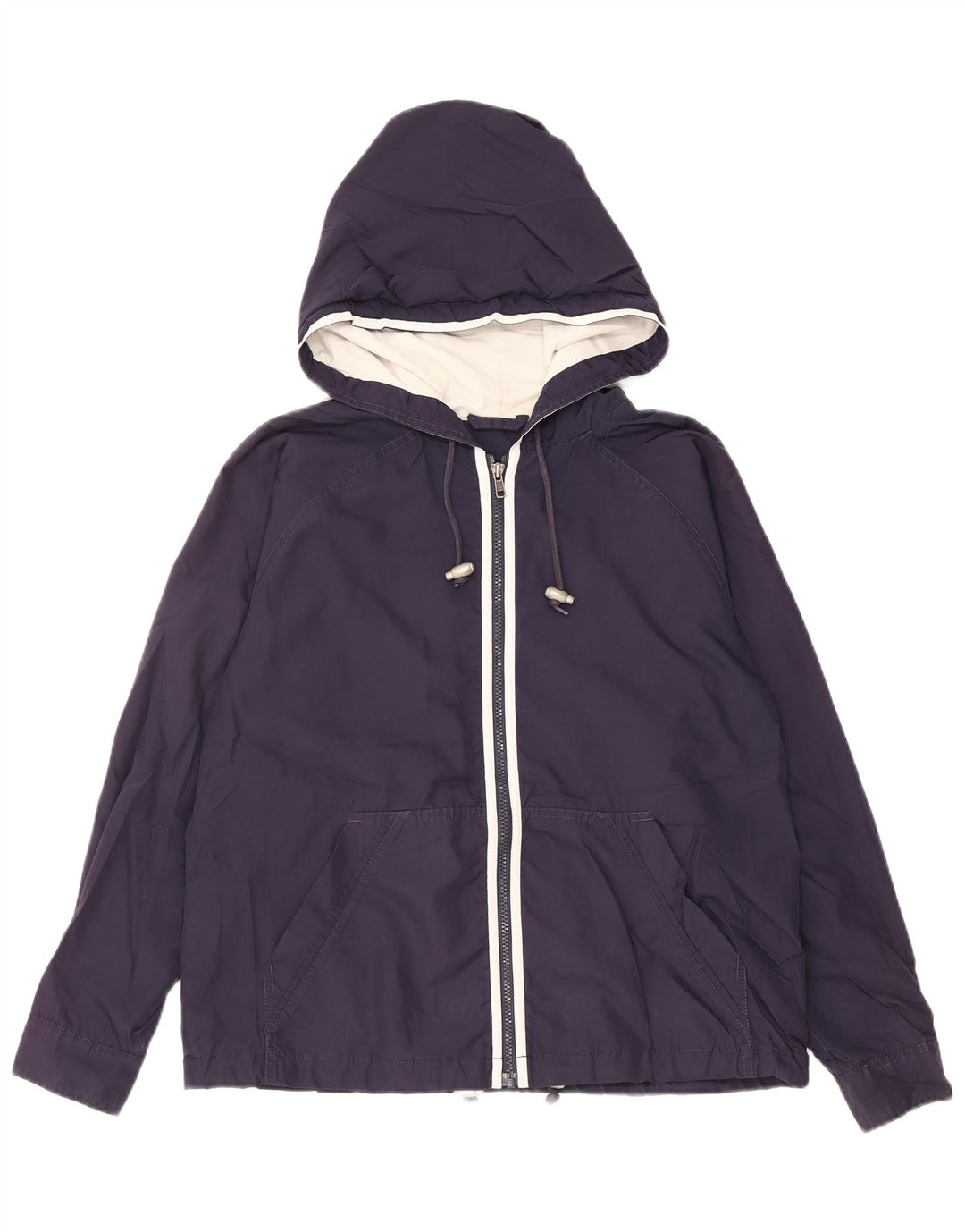 Jaqueta de chuva feminina EDDIE BAUER com capuz Reino Unido 14 poliéster azul marinho médio