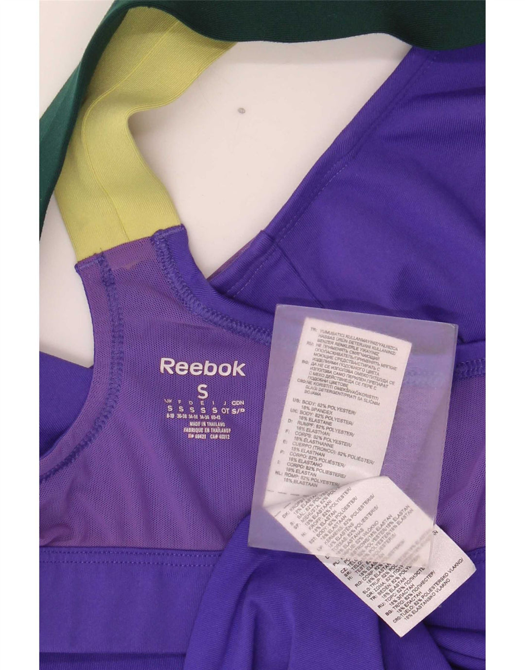 Reebok Womens Vest Top UK 8/10 Pequeno Roxo Colorblock Poliéster