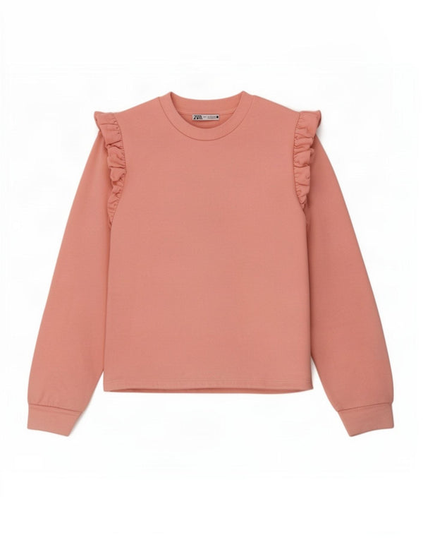 Zara Womens Crop Sweatshirt Jumper Reino Unido 10 Pequeno Algodão Rosa