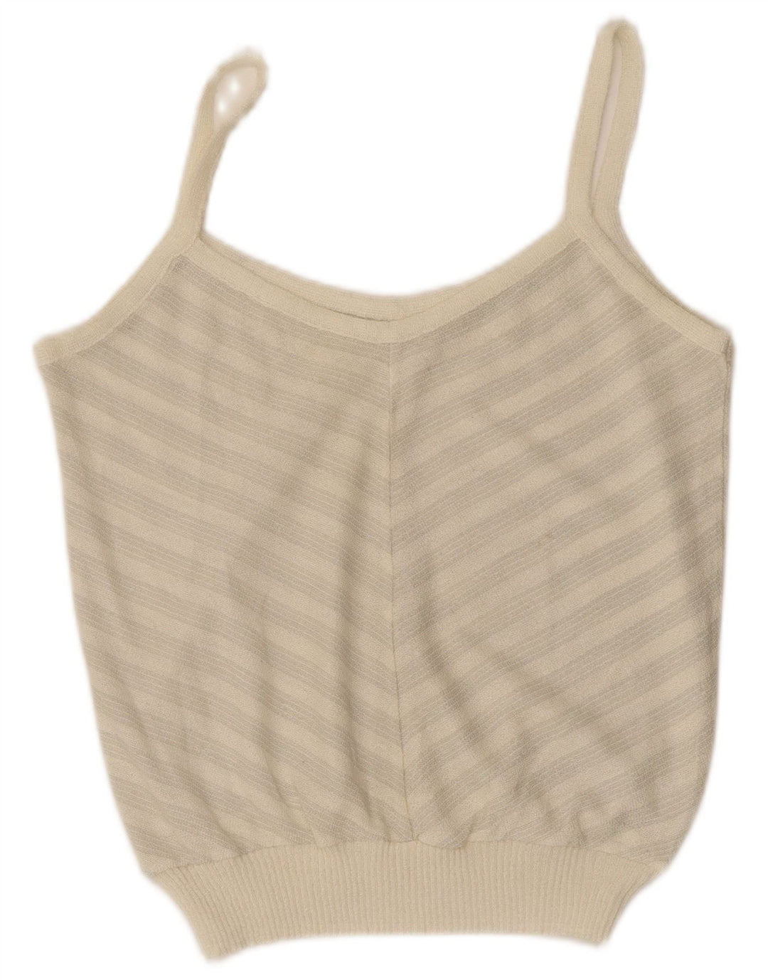 Top cami feminino VINTAGE UK 14 médio branco Chevron