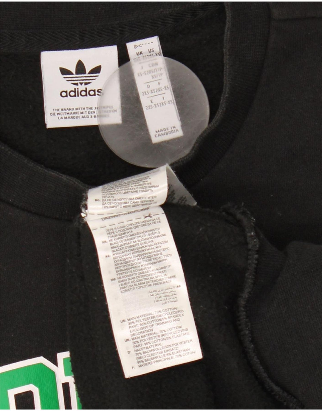 Adidas Mens Graphic Oversized Moletom Jumper 2XS Algodão Preto