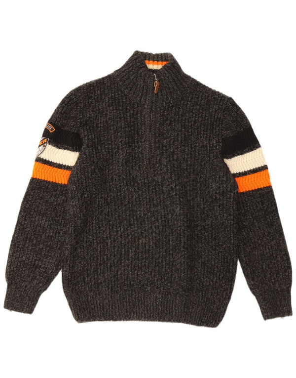 Suéter masculino Superdry com zíper e gola 2XL acrílico listrado cinza