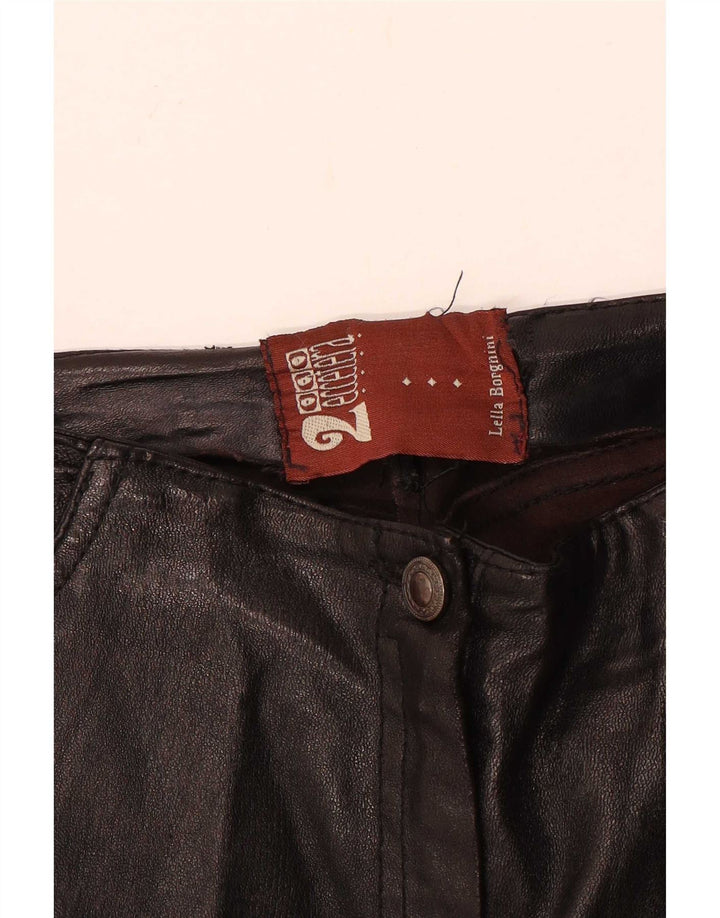 Calça feminina vintage de couro flare W28 L30 preta