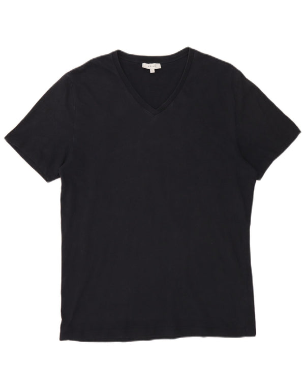 Camiseta feminina Reiss UK 16 grande algodão azul marinho