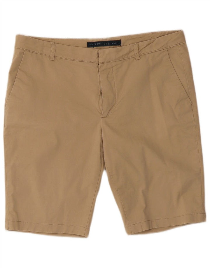 ZARA Shorts Chino Feminino Médio W28 Algodão Bege