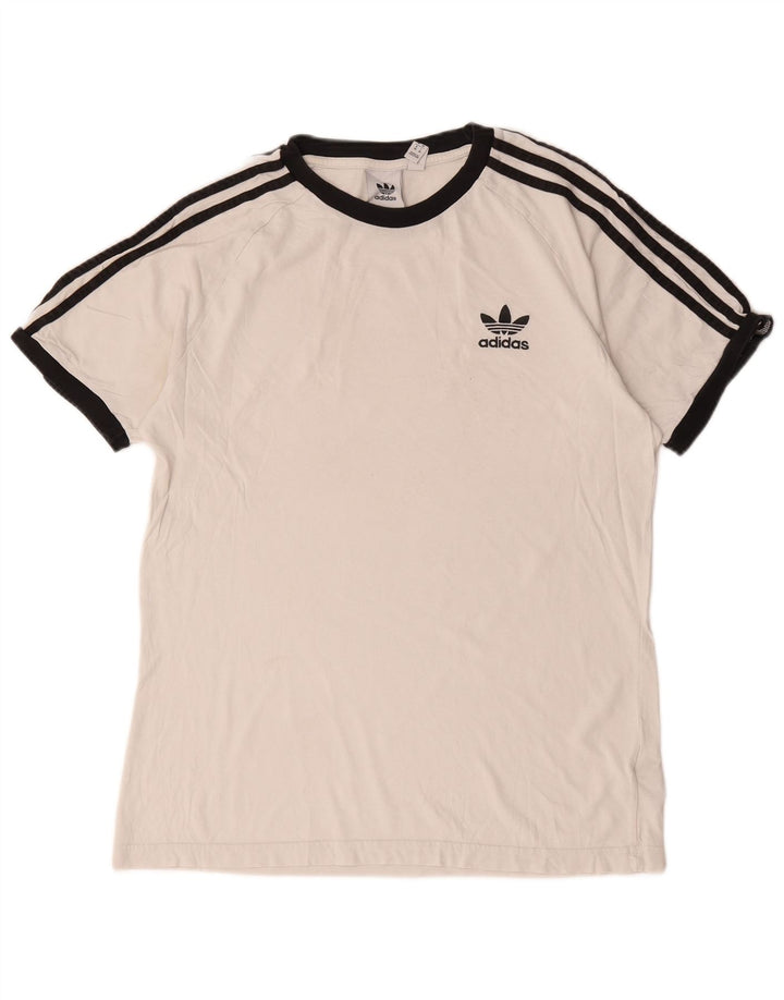 Adidas Mens Camiseta Top Médio Algodão Branco