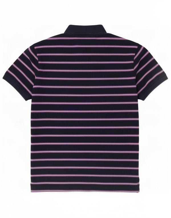 Camisa polo masculina Fred Perry grande algodão listrado azul marinho
